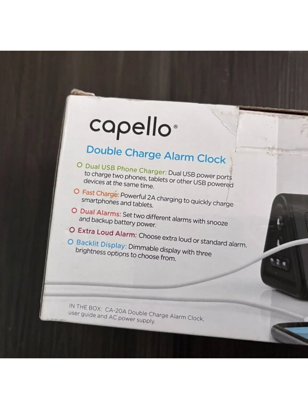 Capello Digital Dual Alarm Clock CA-20A USB Charge Out NEW NIB